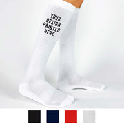 Design your own custom created sports knee high socks.