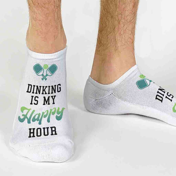Custom printed funny no show pickleball socks for the pickleball player.