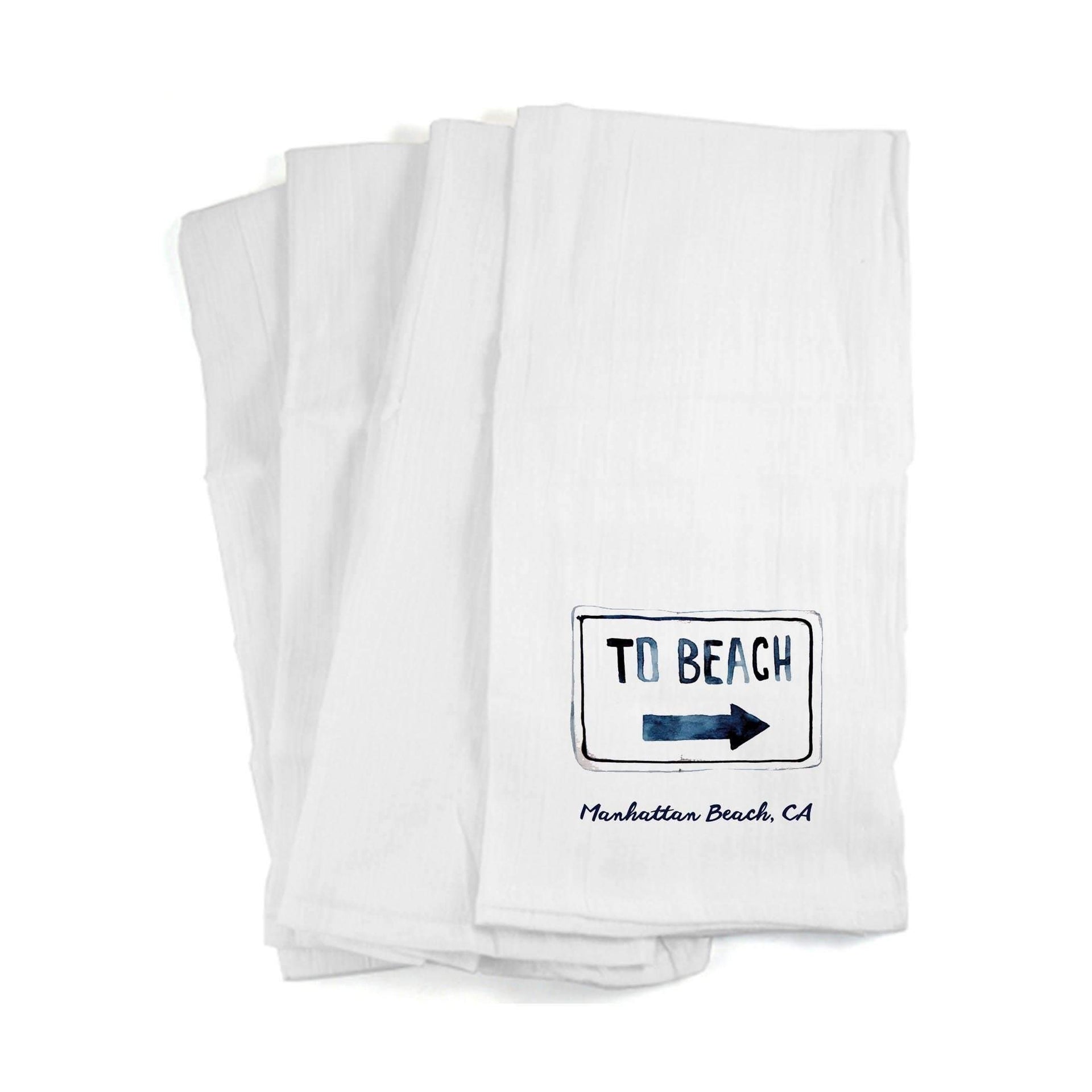 Personalized To The Beach Sign with Arrow Kitchen Towels