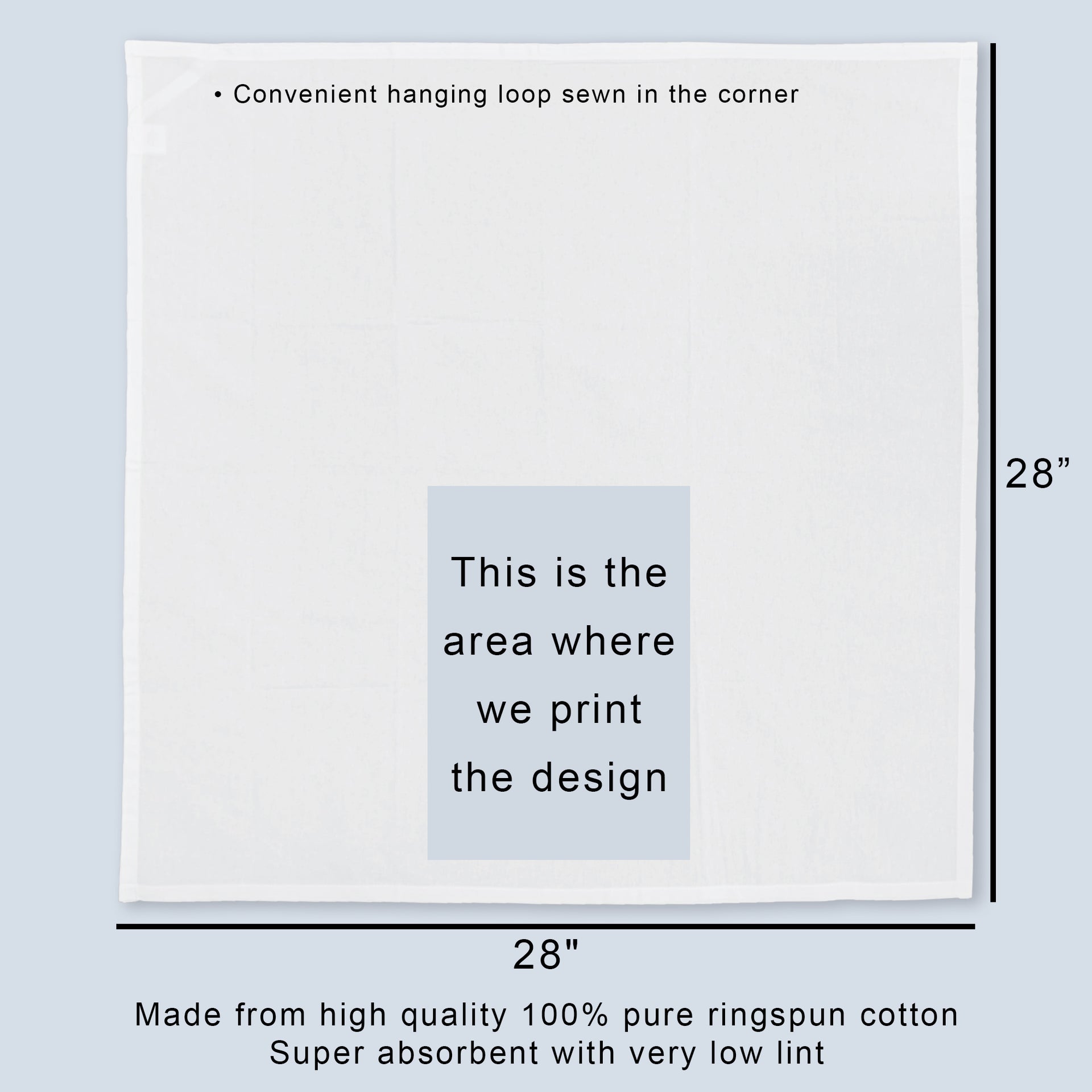 Kitchen towel sizing chart.