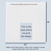 Kitchen towel specifications and sizing sheet.