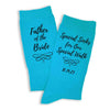 Special socks for a special walk custom printed with your wedding date and father of the bride on flat knit dress socks on turquoise dress socks.