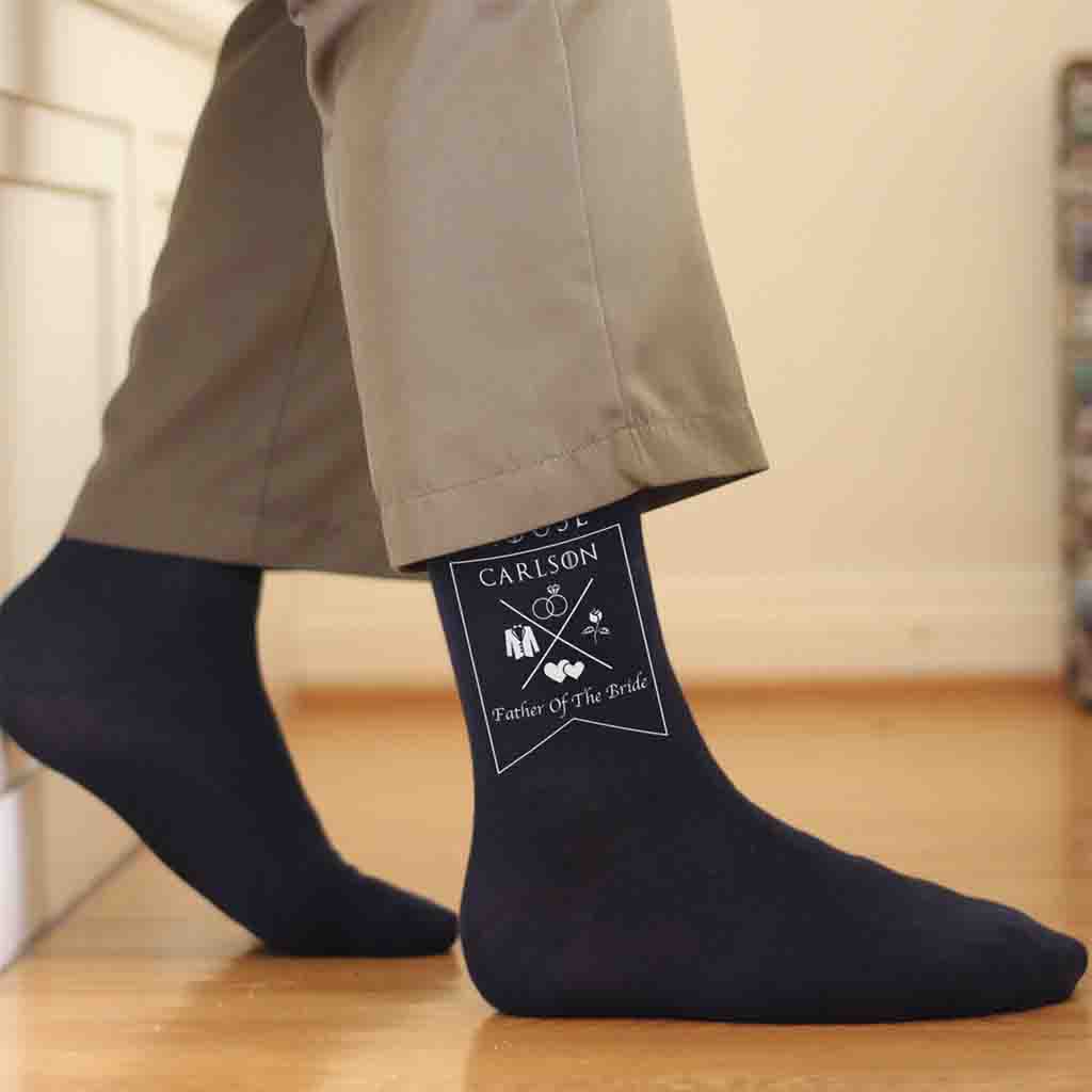 Wedding day custom printed socks with a game of thrones inspired design and your wedding role.