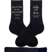 Special socks for a special walk digitally printed on the side of the socks personalized with your wedding date and father of the bride.