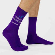 Grooms squadron military design custom printed socks make a memorable groomsmen gift for your special day.