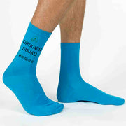 Grooms squad personalized military themed wedding socks designed for all branches of the US military custom printed and personalized with your date make a great accessory.