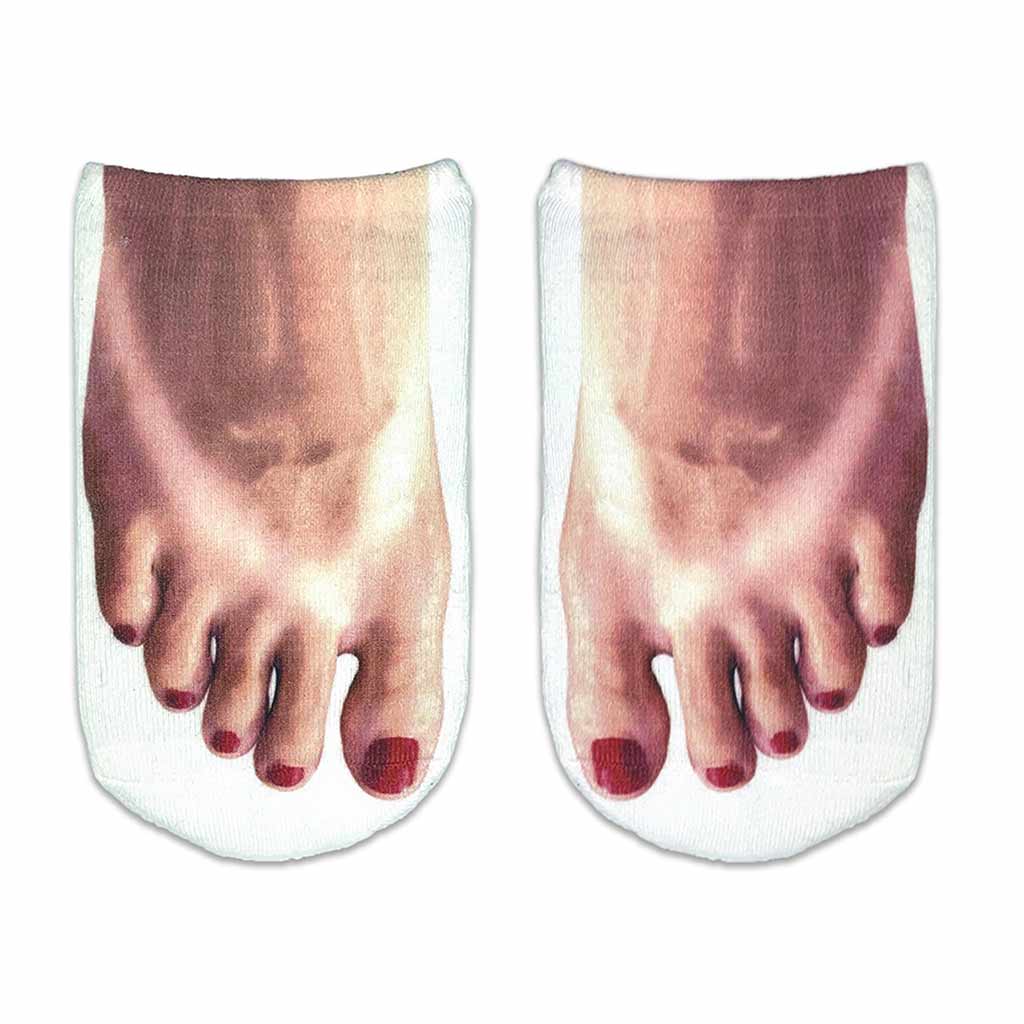 Women's tan line feet printed on custom no show socks