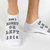 Fun novelty cotton no show socks custom printed with name and right or left sock