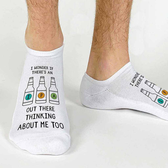 Funny no show cotton socks custom digitally printed for the IPA lover
