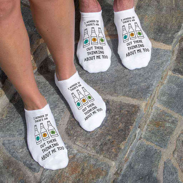 Funny personalized no show cotton socks digitally printed for the IPA lover