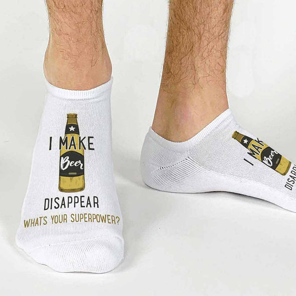 Beer themed custom no show funny personalized socks
