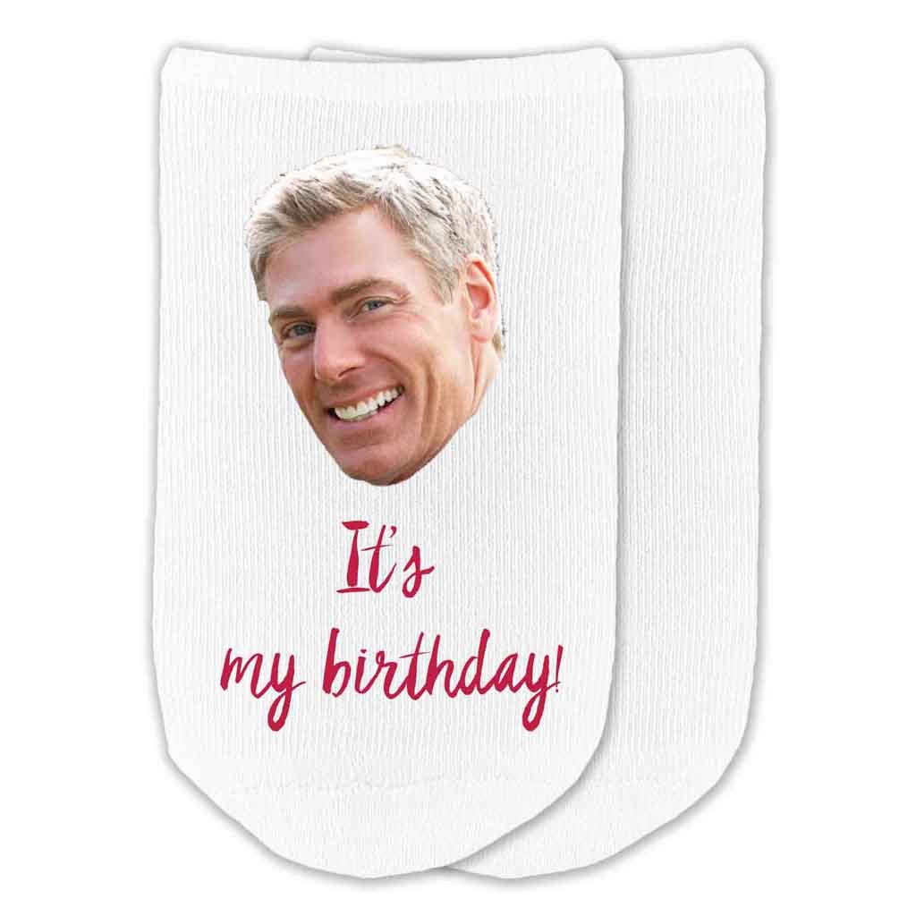 Funny no show cotton socks digitally printed for your birthday and a photo 
