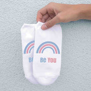 Cute Be You custom printed transgender pride rainbow on no show cotton socks