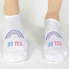 Transgender pride rainbow be you custom printed on cotton no show socks
