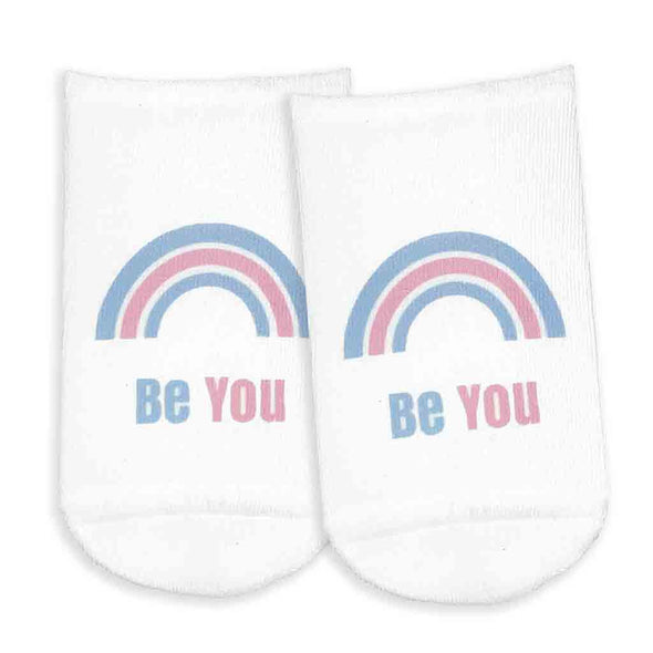 Transgender pride rainbow custom printed no show socks
