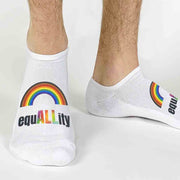 EquALLity for all rainbow custom printed on cotton no show socks