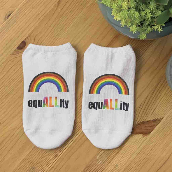 Cute custom printed equALLity for all custom printed on cotton no show socks
