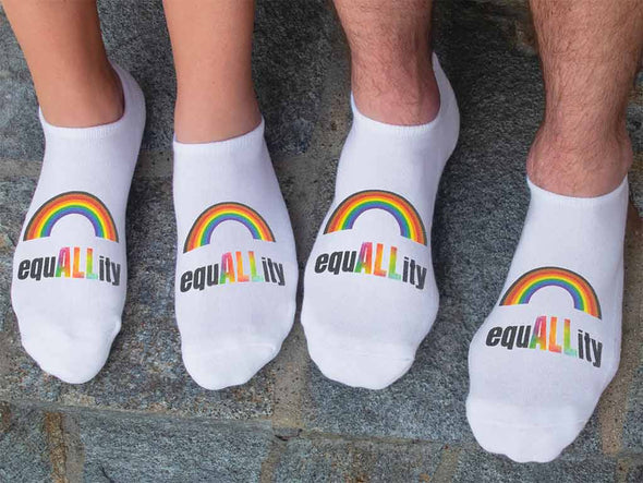 Rainbow equality for all custom printed on cotton no show socks