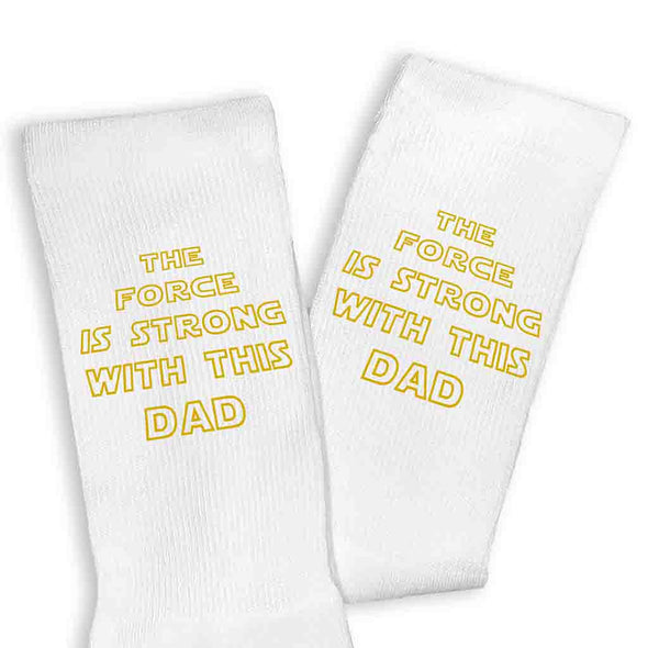 The force is strong with this one digitally printed on white cotton crew socks.