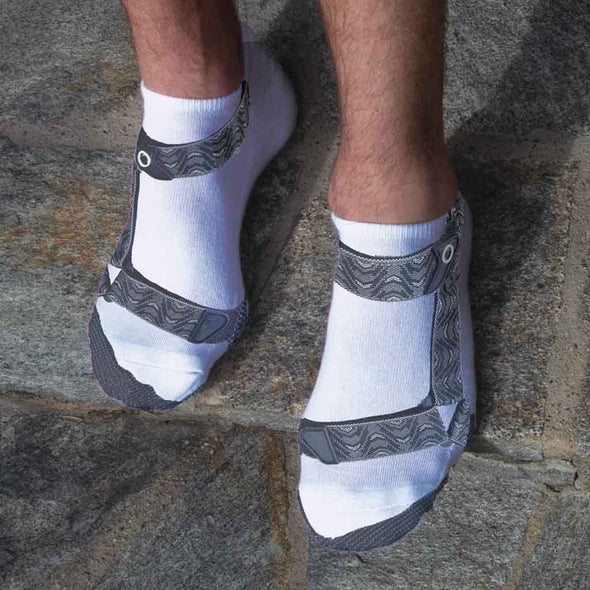 Sockprint mens sandal design custom printed on no show socks with classic or gripper sole.