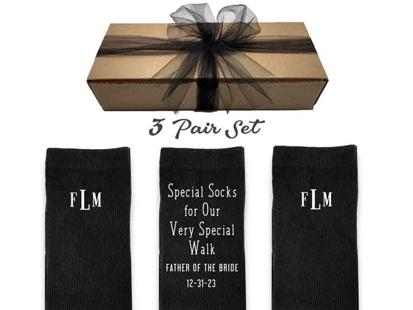 Wedding gift socks for the father of the bride sold as a 3 pair gift box set