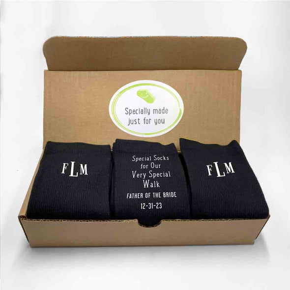 Wedding gift socks for the father of the bride sold as a 3 pair gift box set