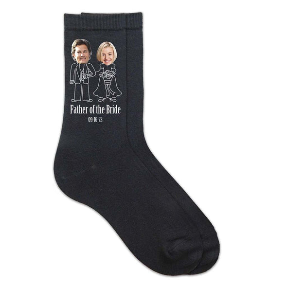 Father of the bride personalized cotton dress socks custom printed with your photos