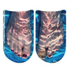 Ladies underwater feet custom design by sockprints is digitally printed on the top of no show cotton socks.