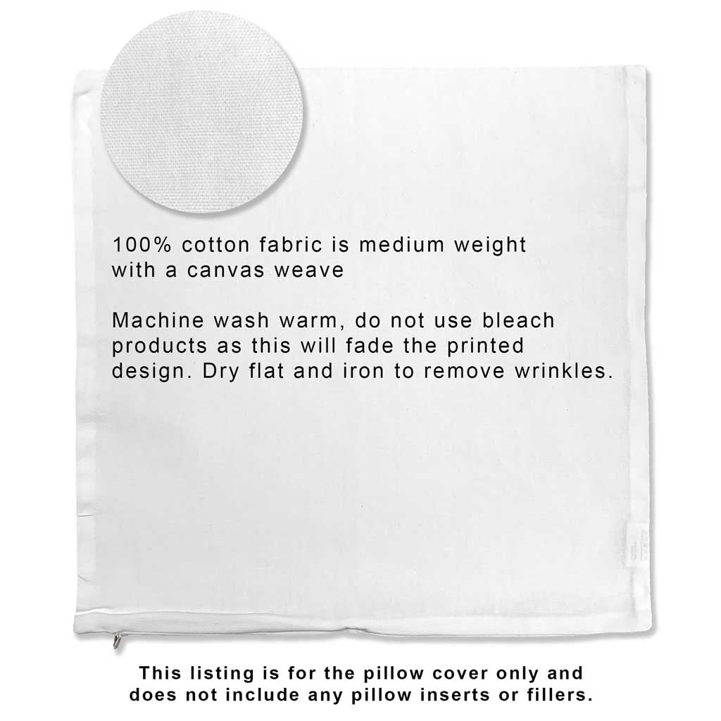 Flat cotton throw pillow cover with texture and canvas weave fabric.