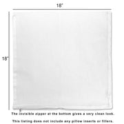 Flat cotton pillow cover specs with sizing chart.