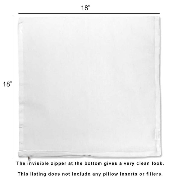 Flat cotton pillow cover specs with sizing chart.