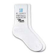 Mom's favorite football player custom printed on crew socks.