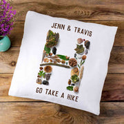 Nature inspired monogram design digitally printed on pillow cover.