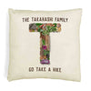 Nature inspired design custom printed on pillow cover personalized with your initial and name.