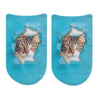 Custom printed no show socks with bright colored background design and personalized using your own photo sockprints digitally prints on comfy no show socks.