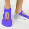 Comfy no show socks digitally printed by sockprints with a burst of color background design and personalized using your own photo.