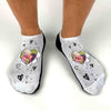 Funny face socks digitally printed using your photo with super cute heart design on no show socks.