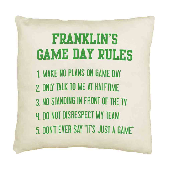 Game Day Rules Personalized Pillow Cover for the Sports Fan