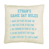 Game day rules design by sockprints custom printed and personalized with your name on throw pillow cover.