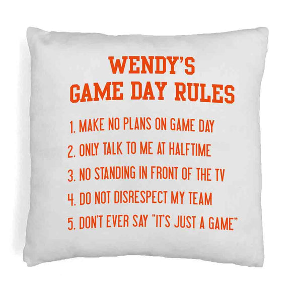 Game day rules design by sockprints digitally printed on throw pillow cover.