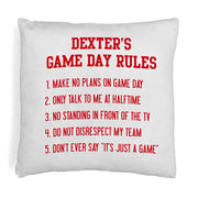 Game day rules design custom printed on throw pillow cover.