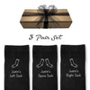 Funny personalized mens dress socks with a left and right design sold in a three pair gift box set.