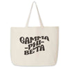 Gamma Phi Beta digitally printed simple mod design on roomy canvas sorority tote bag.