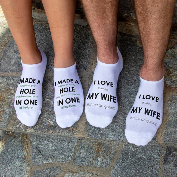I Love My Wife Funny Golf Novelty No-Show Socks for Men