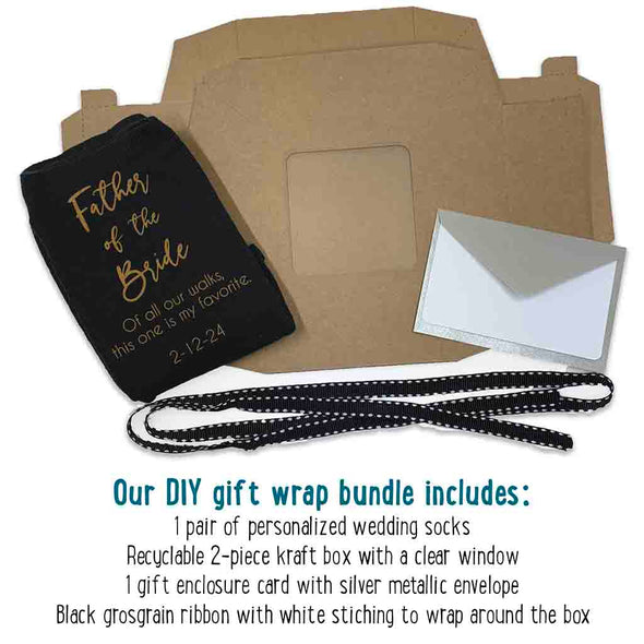 Exclusive gift wrap bundle by sockprints easy to assemble with gift card and cute ribbon.