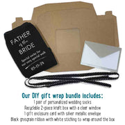 Exclusive gift wrap bundle included with purchase of custom wedding socks for the father of the bride.