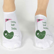 Custom printed no show golf theme socks make a great gift for your favorite golfer