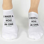 Custom printed no show golf socks make a perfect tournament tee gift for participants