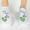 Fun custom golf socks for your favorite golfer digitally printed with bring on the par tee
