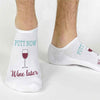 Custom no show socks with a perfect pairing of wine and golf for any golf enthusiast